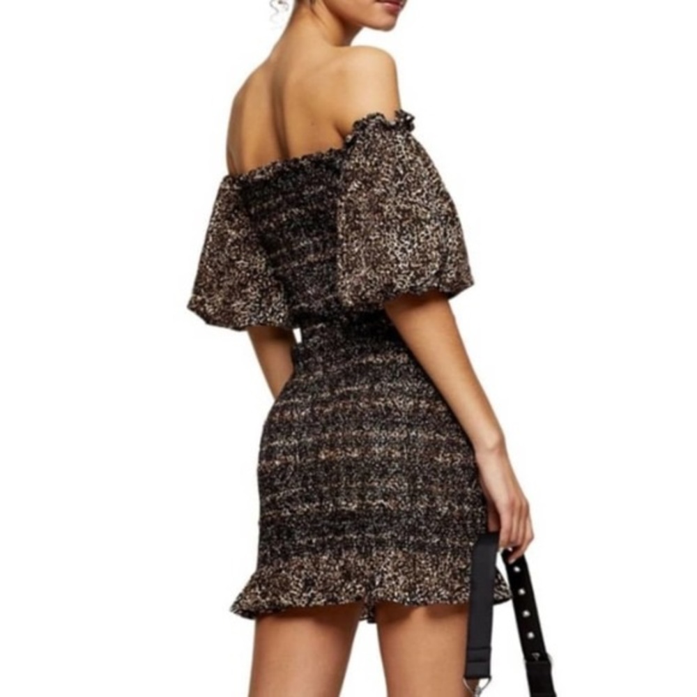 NWT Topshop Cheetah Print Rouched Dress - Picture 7 of 7